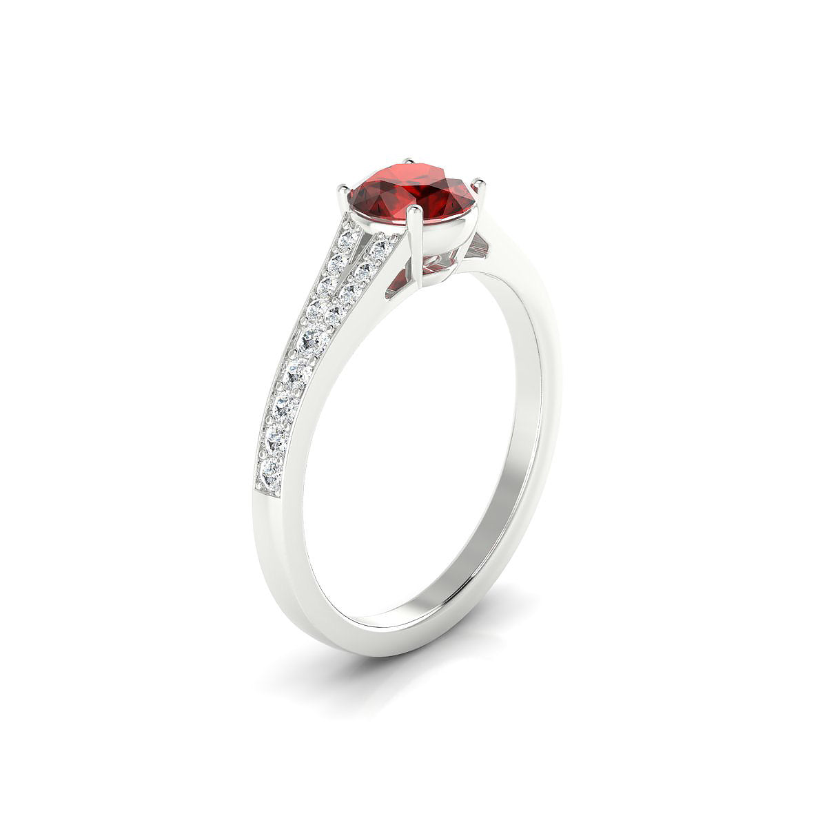 Adore | 18k White Gold 6 mm Round Garnet Ring