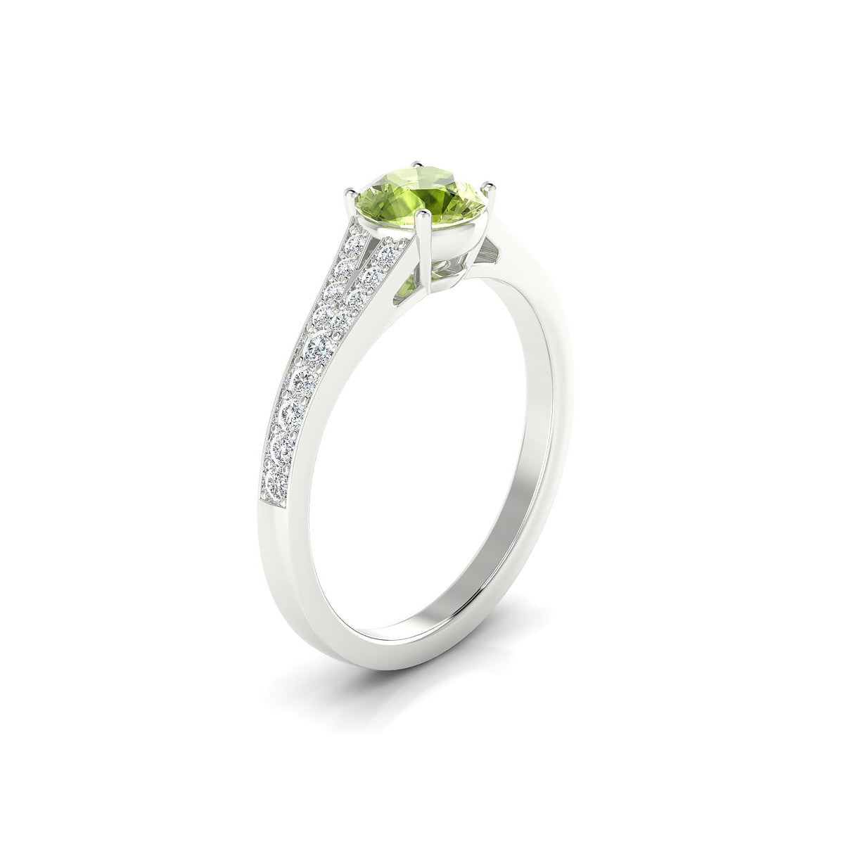 Adore | 18k White Gold 6 mm Round Peridot Ring