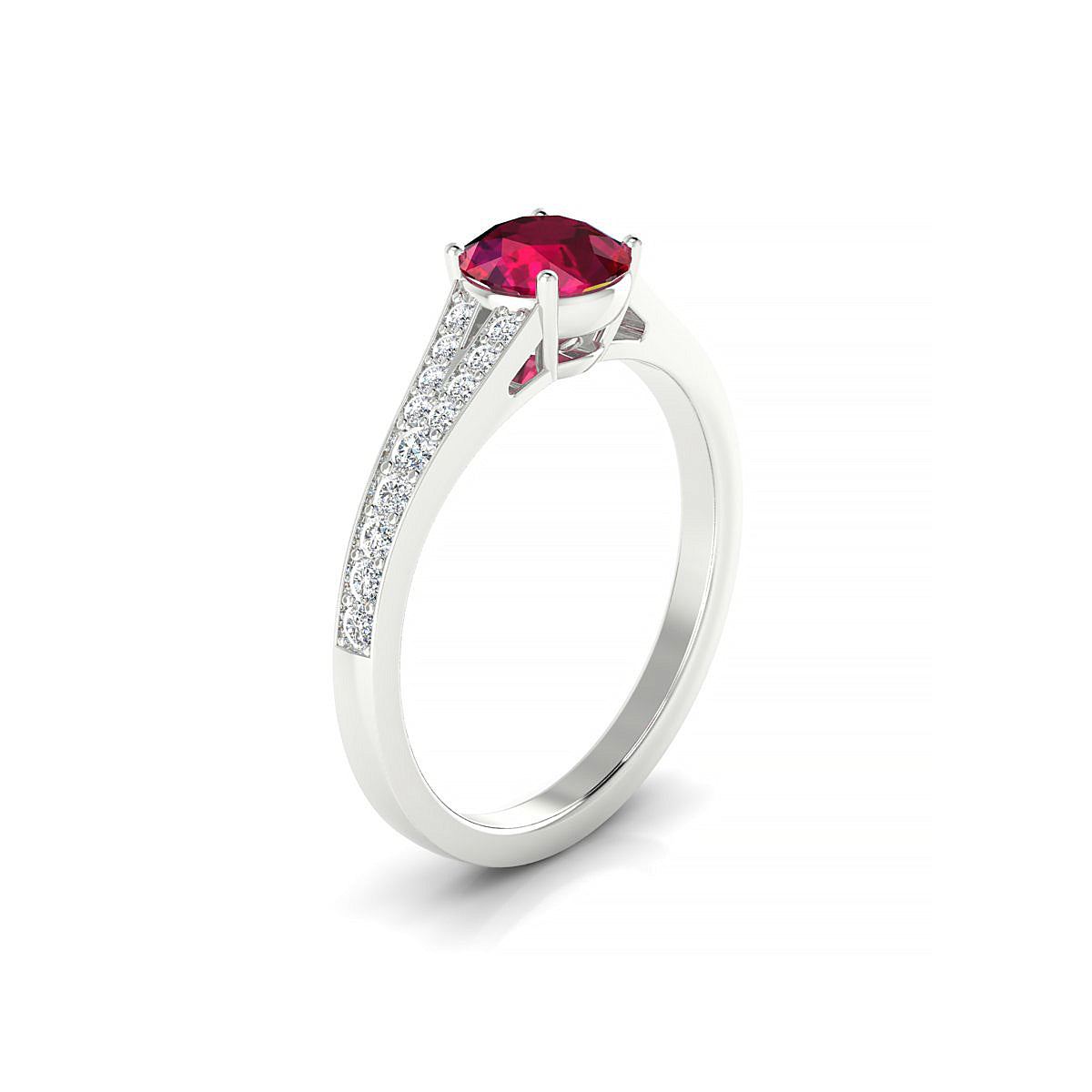 Adore | 18k White Gold 6 mm Round Ruby Ring