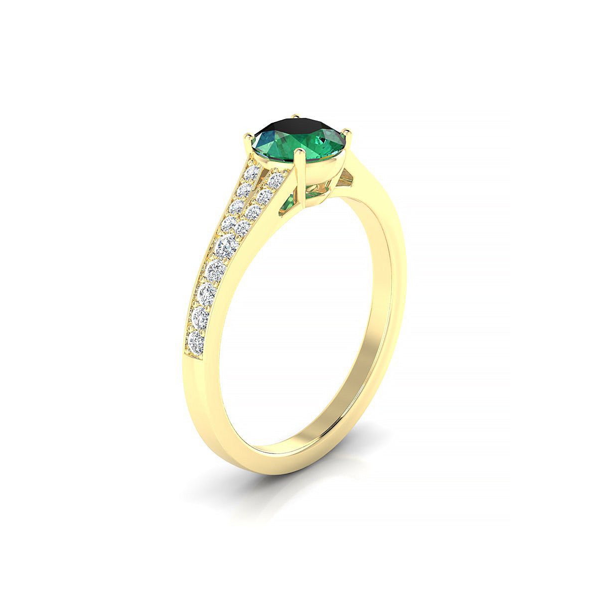 Adore | 18k Yellow Gold 6 mm Round Emerald Ring
