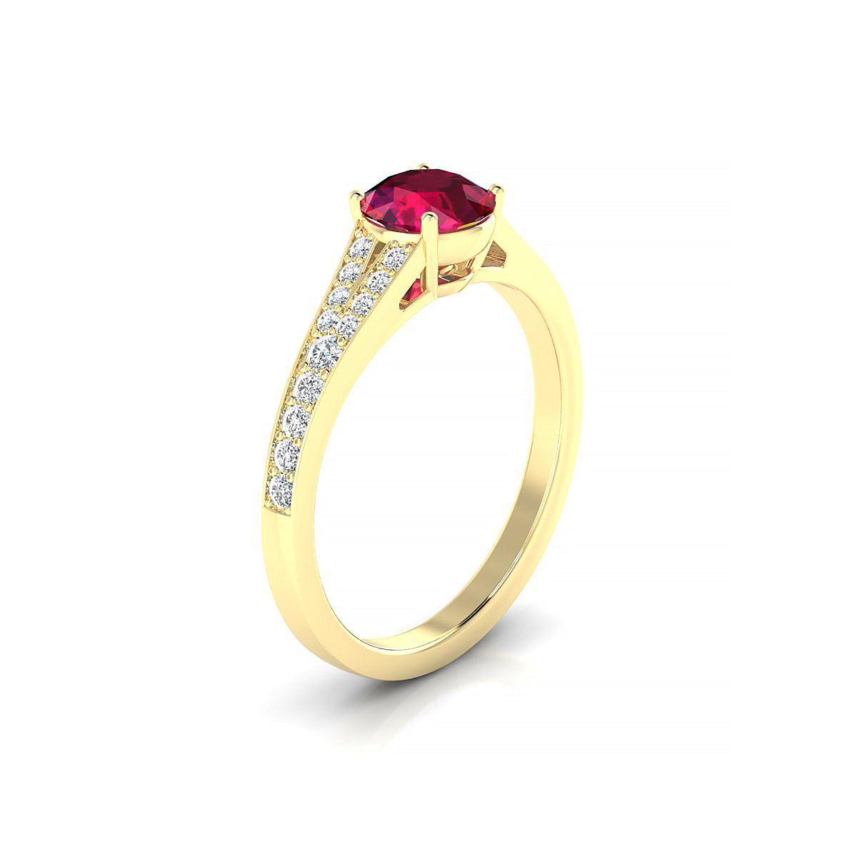 Adore | 18k Yellow Gold 6 mm Round Ruby Ring