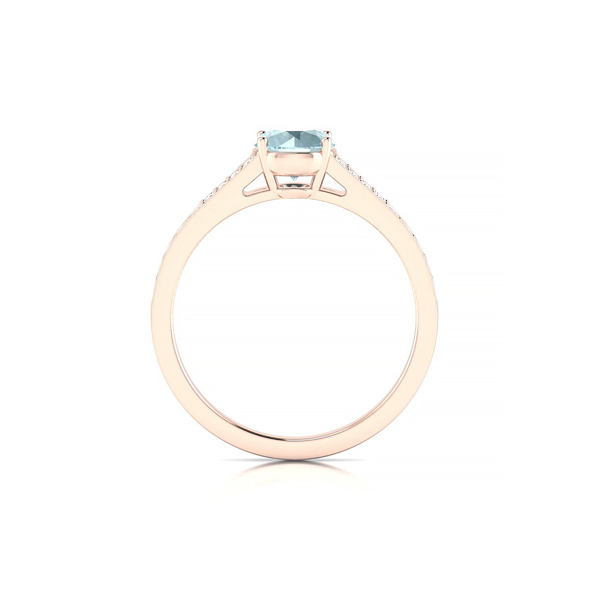 Adore | 18k Rose Gold 6 mm Round Aquamarine Ring
