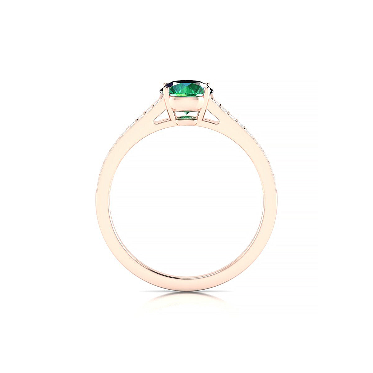 Adore | 18k Rose Gold 6 mm Round Emerald Ring