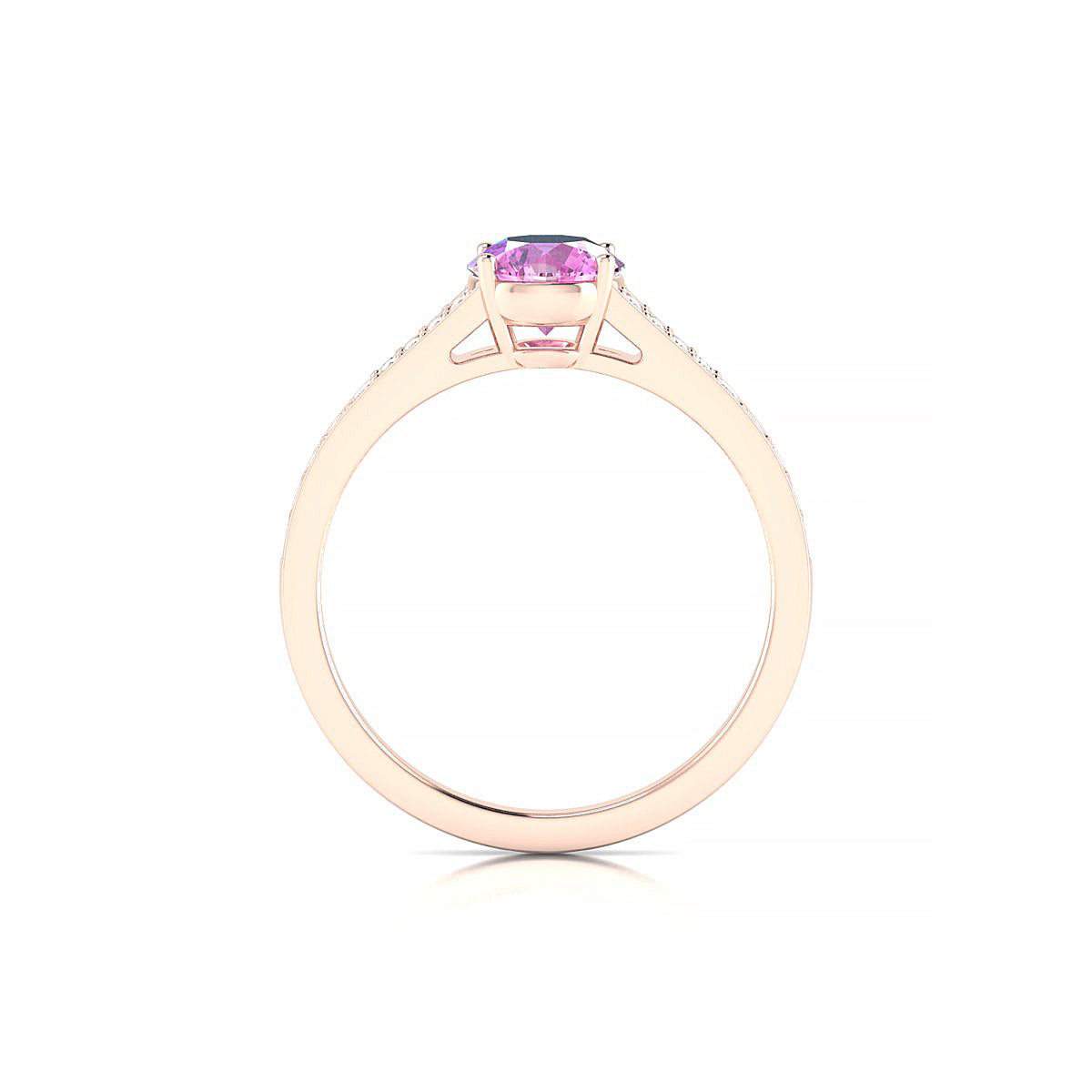 Adore | 18k Rose Gold 6 mm Round Pink Sapphire Ring