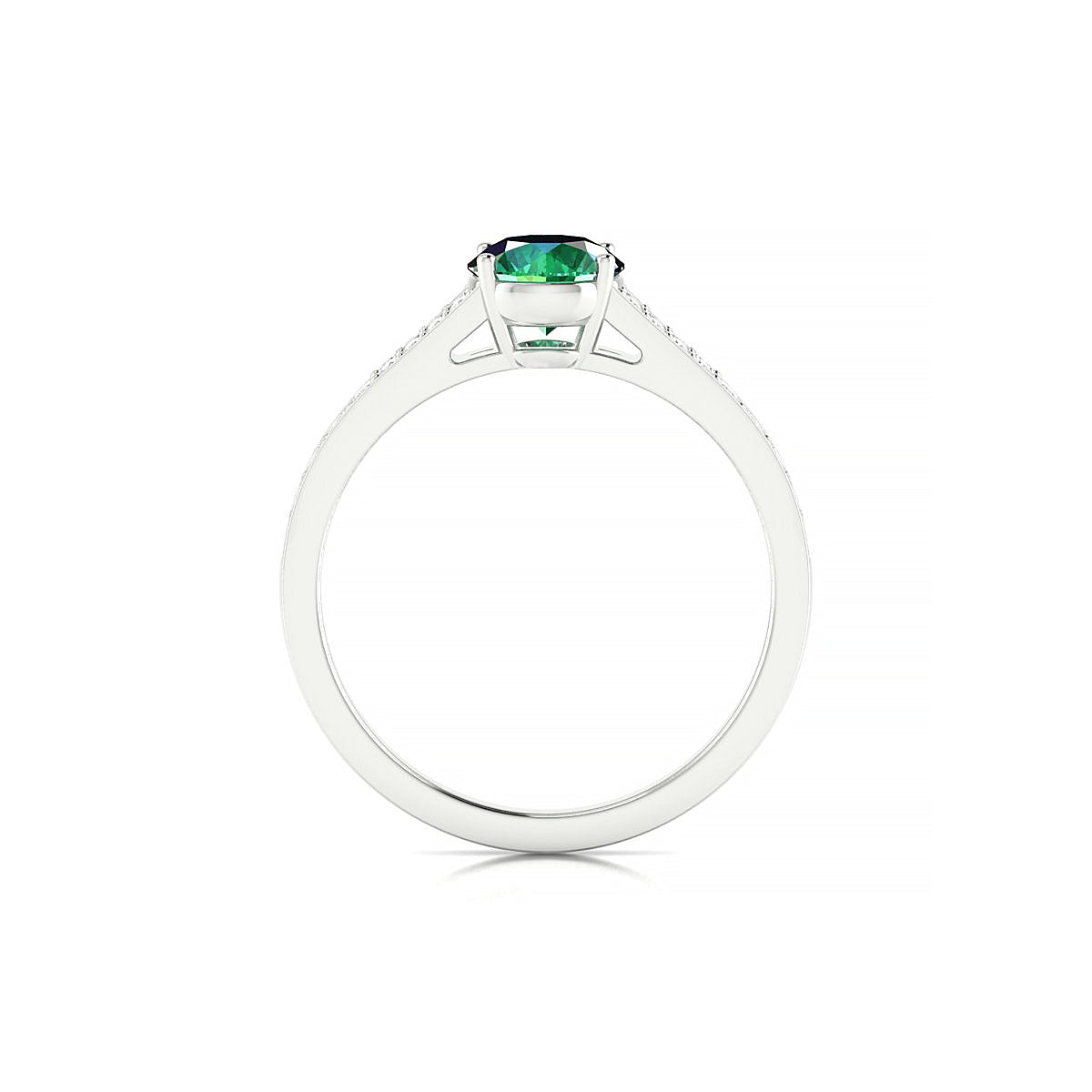 Adore | 18k White Gold 6 mm Round Emerald Ring