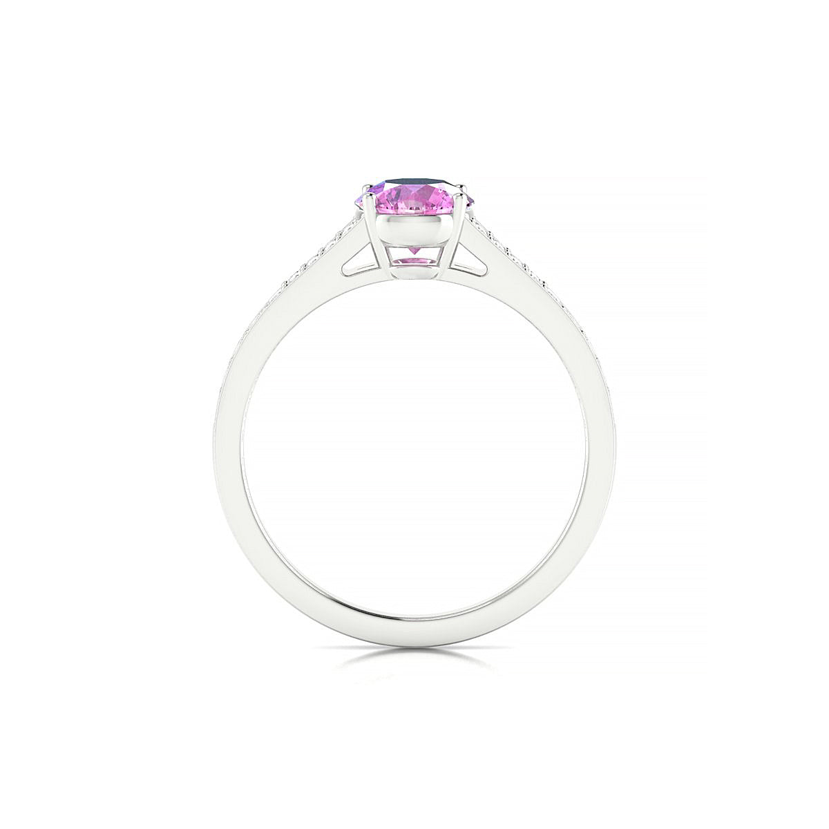 Adore | 18k White Gold 6 mm Round Pink Sapphire Ring