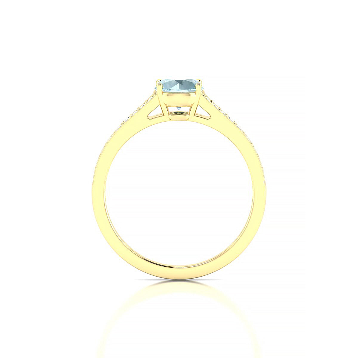 Adore | 18k Yellow Gold 6 mm Round Aquamarine Ring