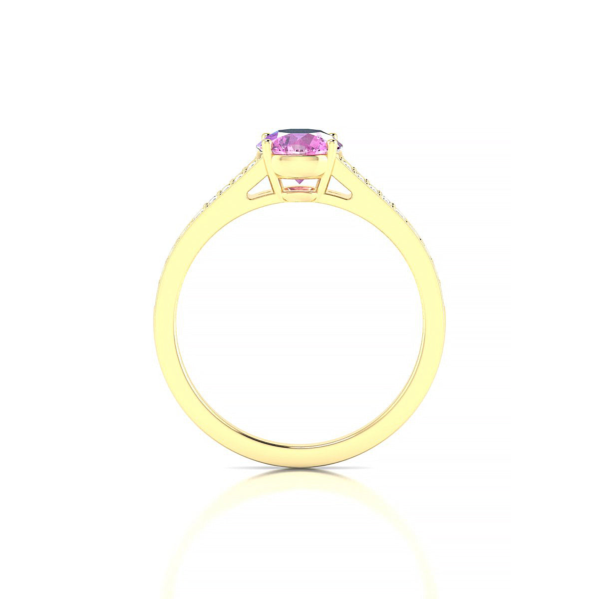 Adore | 18k Yellow Gold 6 mm Round Pink Sapphire Ring