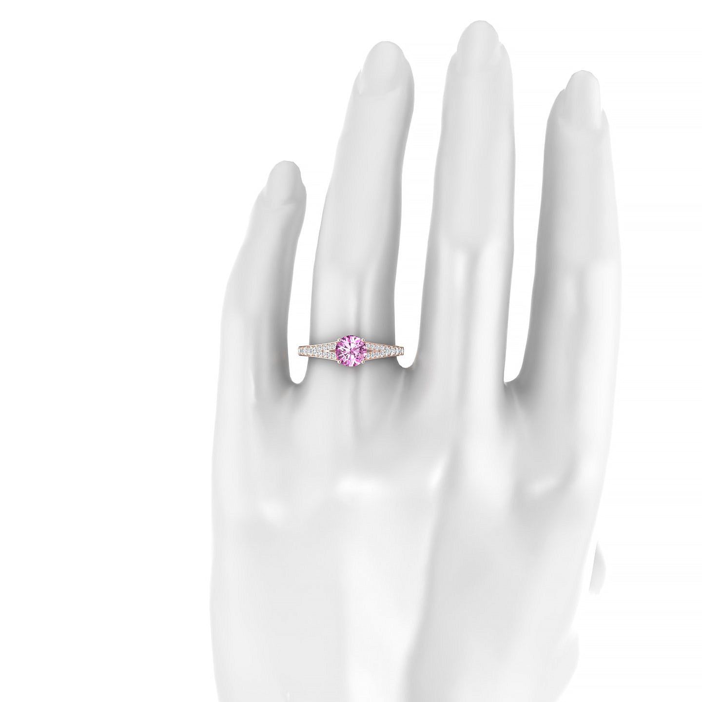 Adore | 18k Rose Gold 6 mm Round Pink Sapphire Ring