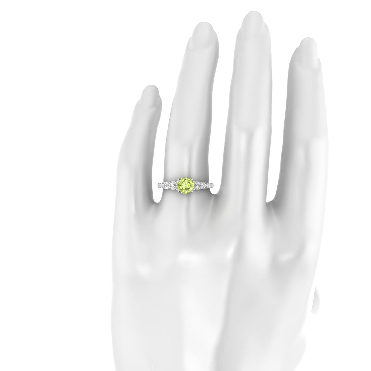 Adore | 18k White Gold 6 mm Round Peridot Ring