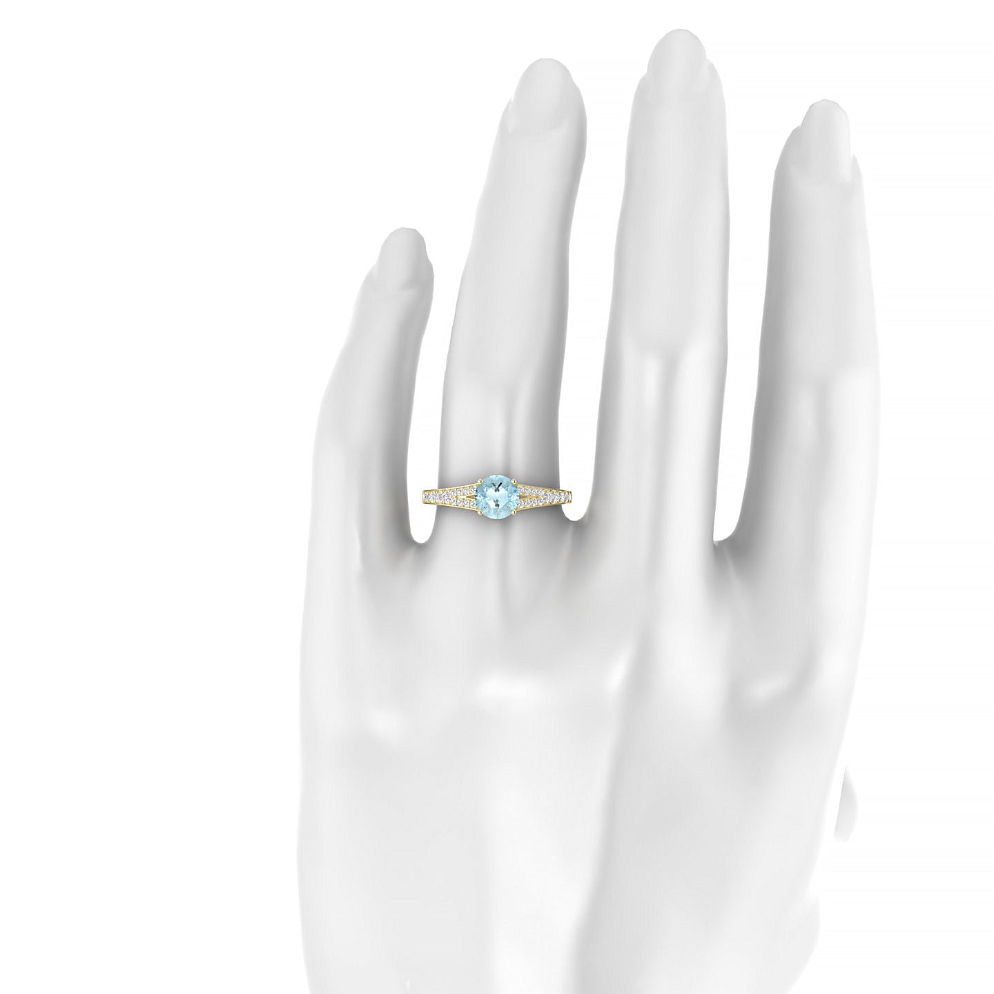 Adore | 18k Yellow Gold 6 mm Round Aquamarine Ring