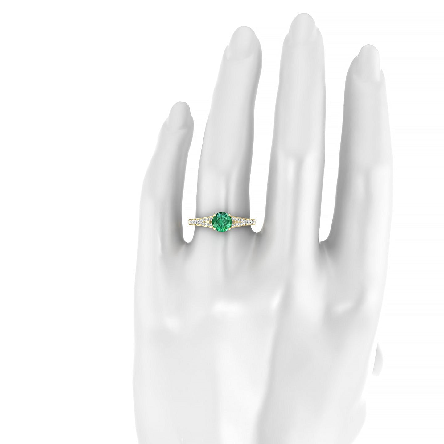 Adore | 18k Yellow Gold 6 mm Round Emerald Ring