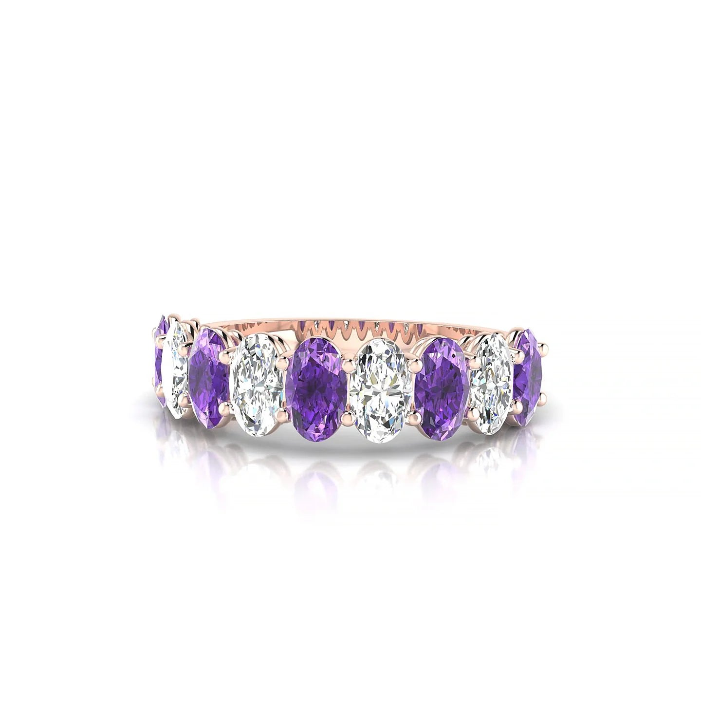 Affection | 18k Rose Gold 5 x 3 mm Oval Amethyst & Diamond Ring