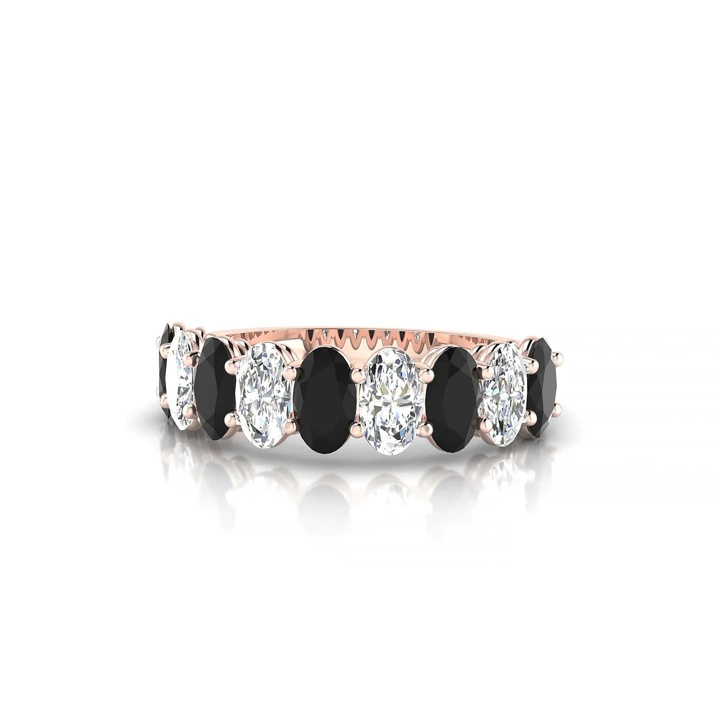 Affection | 18k Rose Gold 5 x 3 mm Oval Black Diamond & Diamond Ring