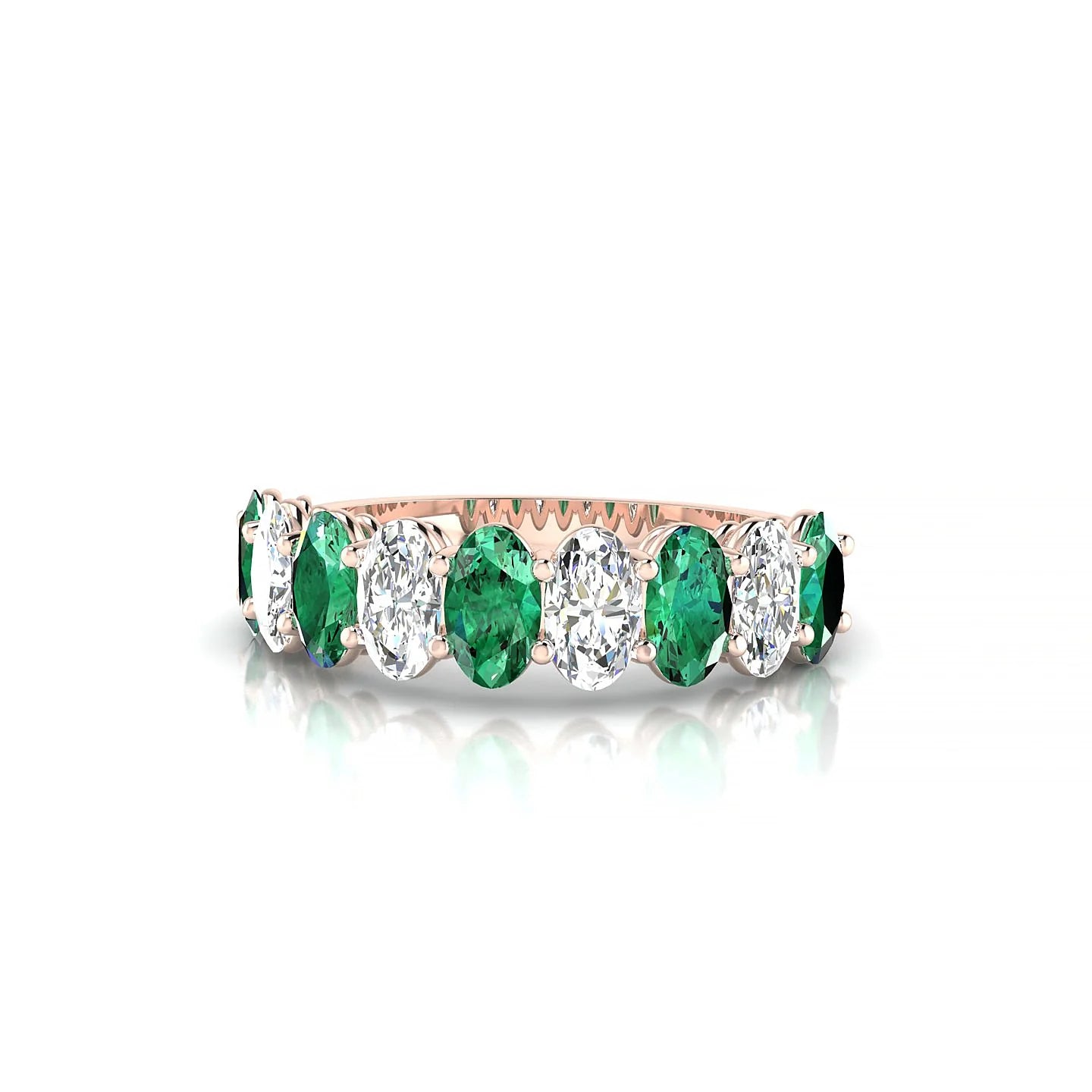 Affection | 18k Rose Gold 5 x 3 mm Oval Emerald & Diamond Ring