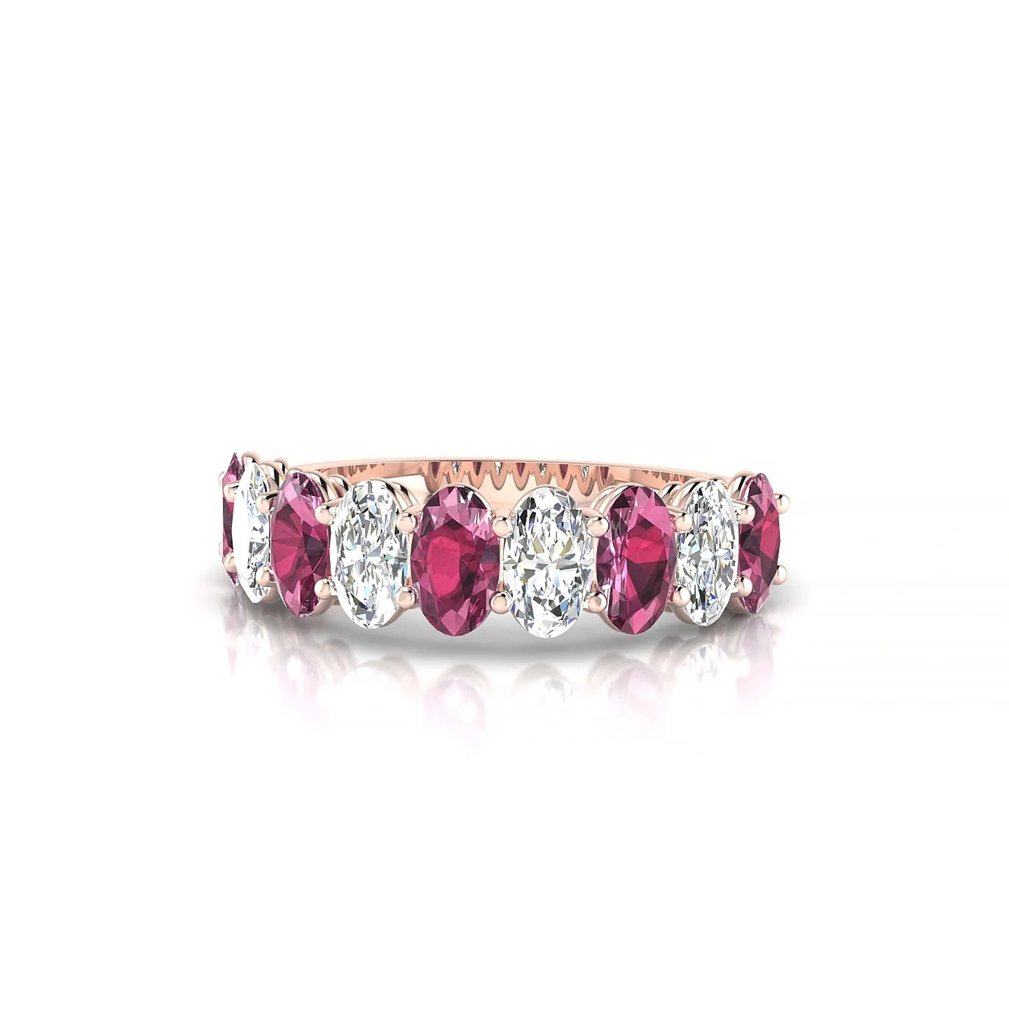 Affection | 18k Rose Gold 5 x 3 mm Oval Rhodolite & Diamond Ring