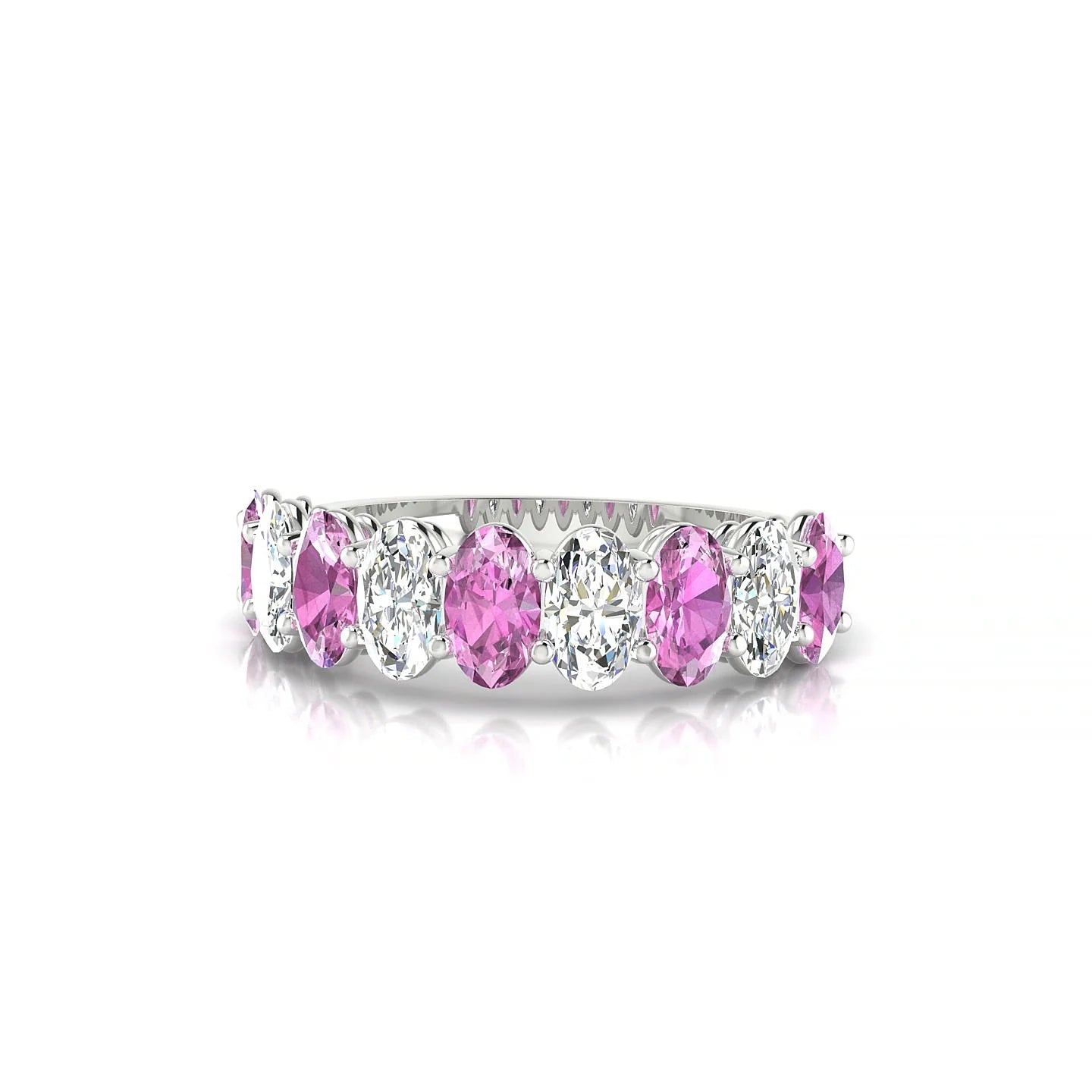 Affection | 18k White Gold 5 x 3 mm Oval Pink Sapphire & Diamond Ring