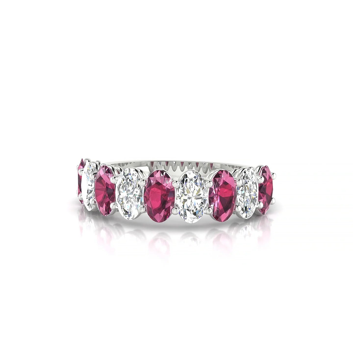 Affection | 18k White Gold 5 x 3 mm Oval Rhodolite & Diamond Ring