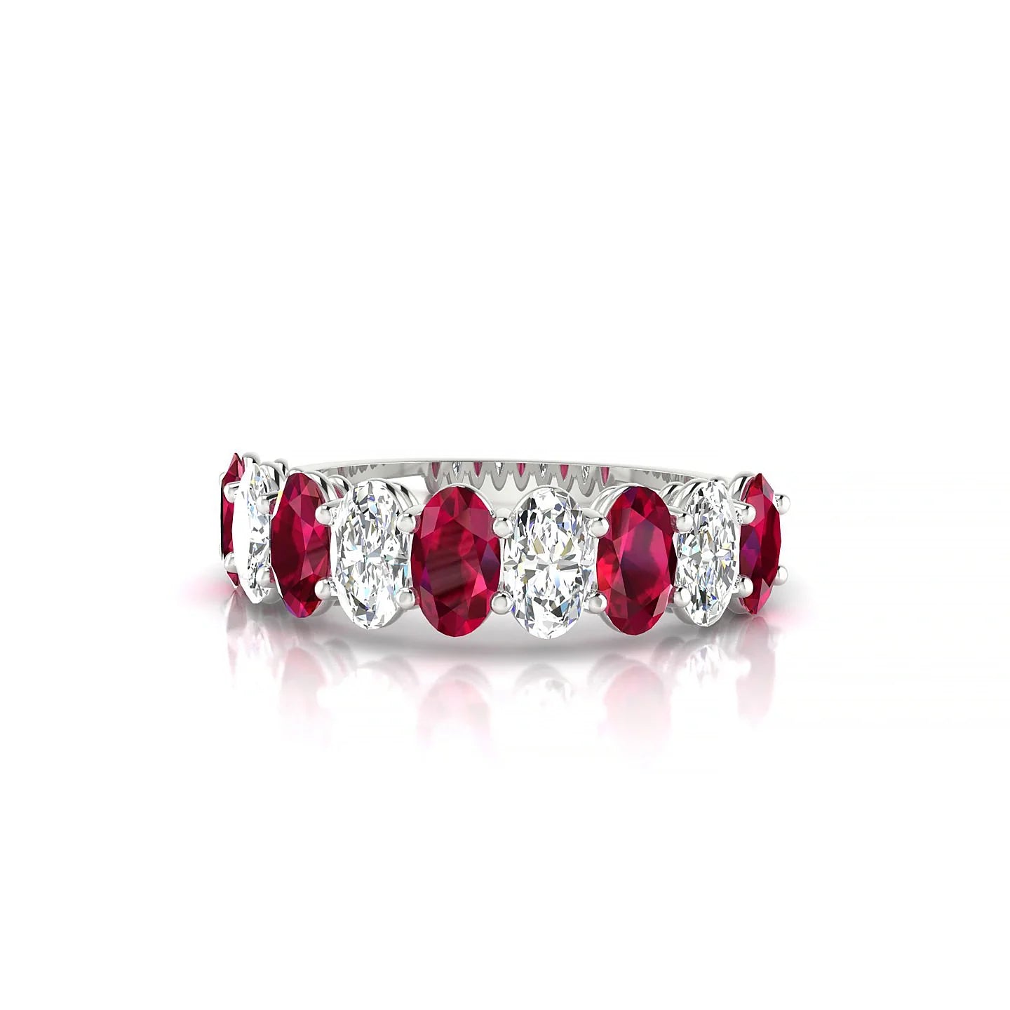 Affection | 18k White Gold 5 x 3 mm Oval Ruby & Diamond Ring
