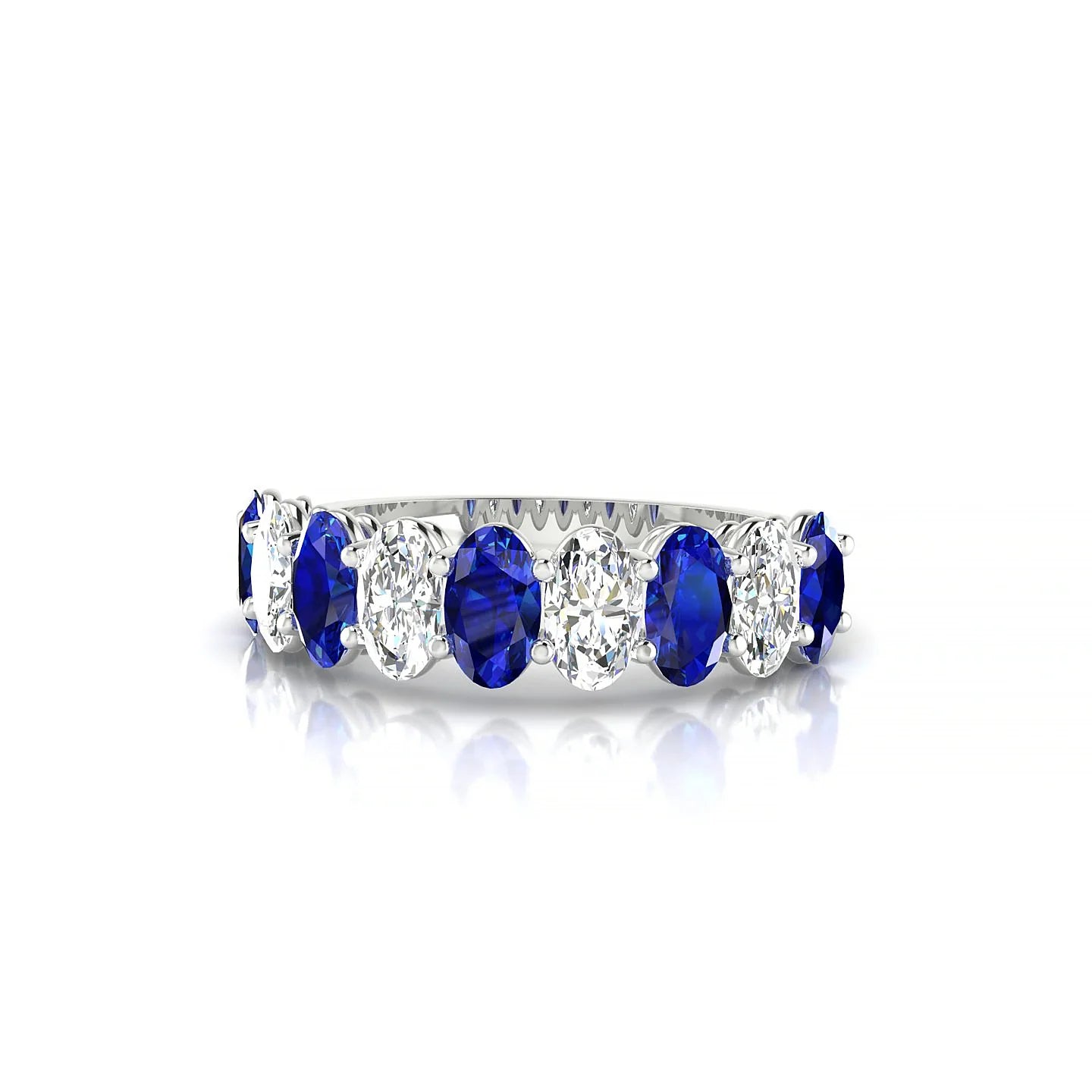 Affection | 18k White Gold 5 x 3 mm Oval Sapphire & Diamond Ring