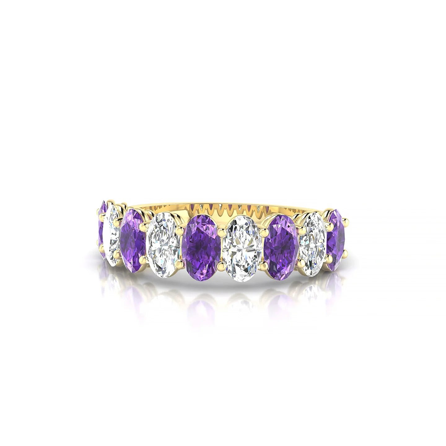 Affection | 18k Yellow Gold 5 x 3 mm Oval Amethyst & Diamond Ring