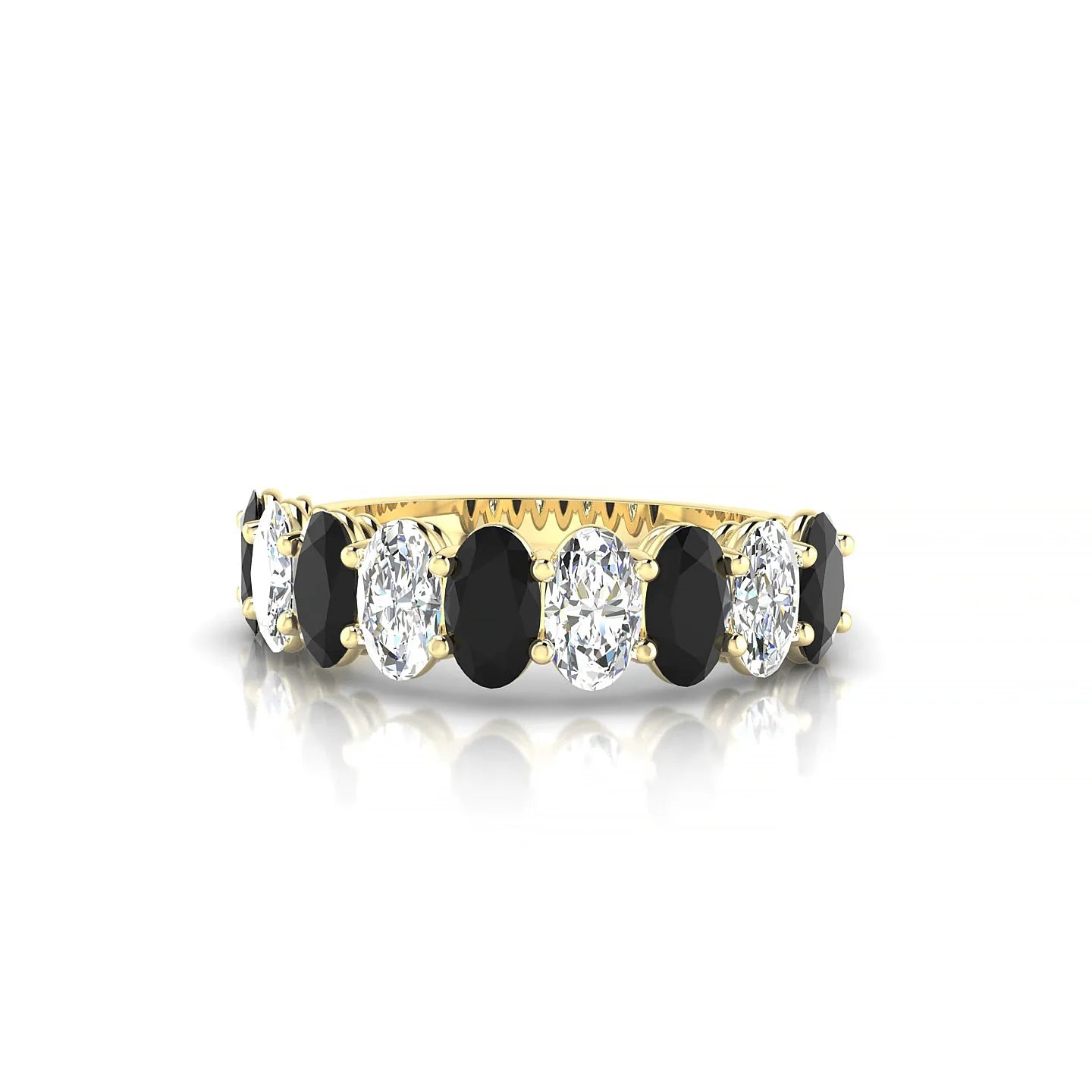 Affection | 18k Yellow Gold 5 x 3 mm Oval Black Diamond & Diamond Ring