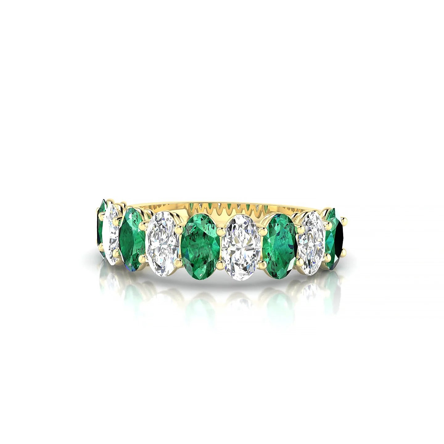 Affection | 18k Yellow Gold 5 x 3 mm Oval Emerald & Diamond Ring
