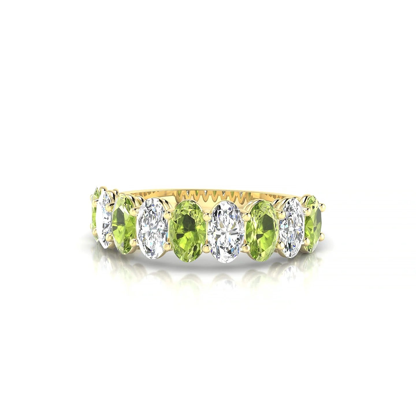 Affection | 18k Yellow Gold 5 x 3 mm Oval Peridot & Diamond Ring