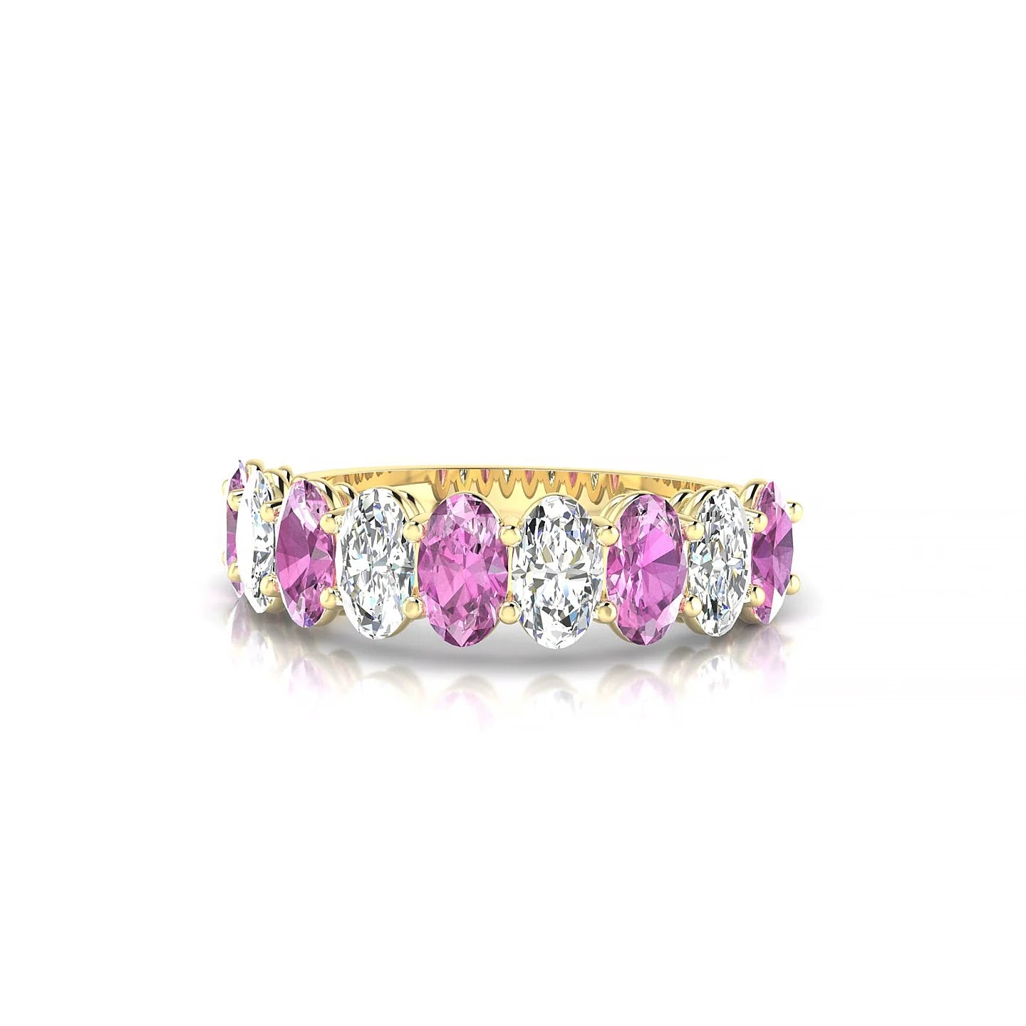 Affection | 18k Yellow Gold 5 x 3 mm Oval Pink Sapphire & Diamond Ring