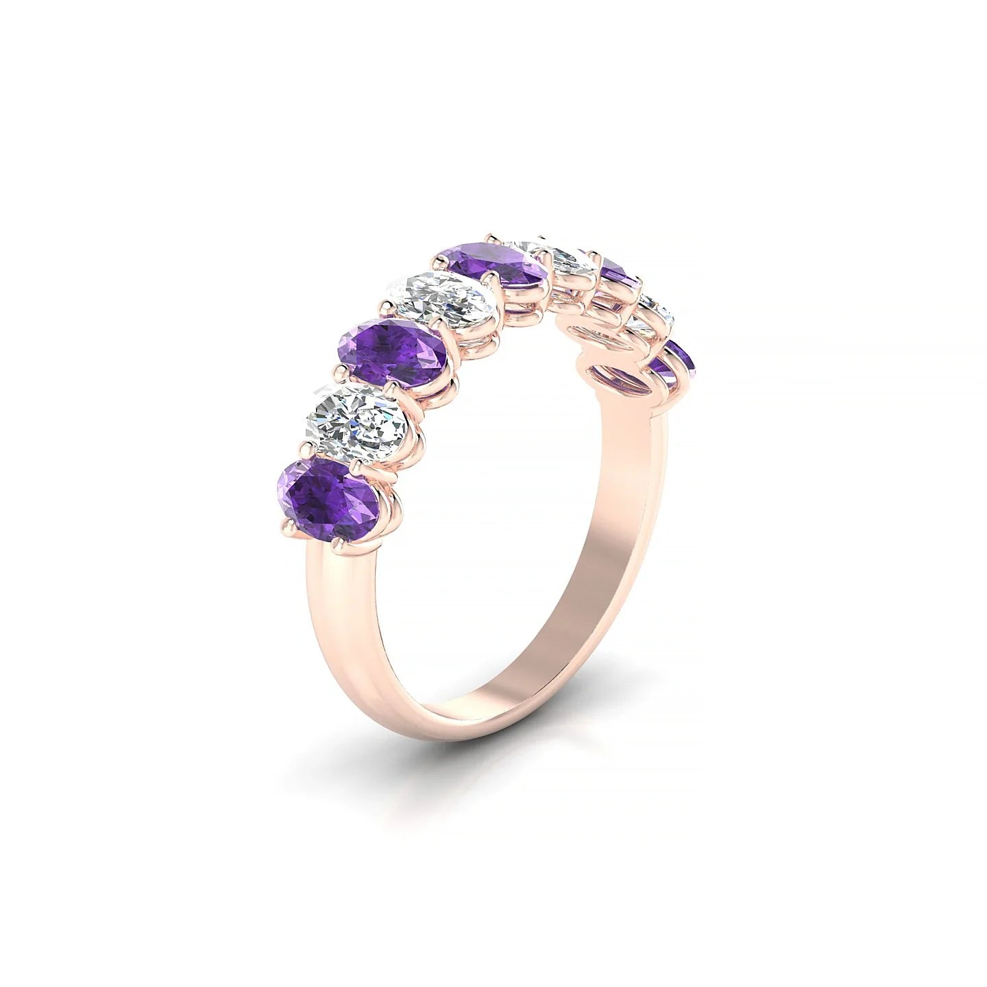 Affection | 18k Rose Gold 5 x 3 mm Oval Amethyst & Diamond Ring