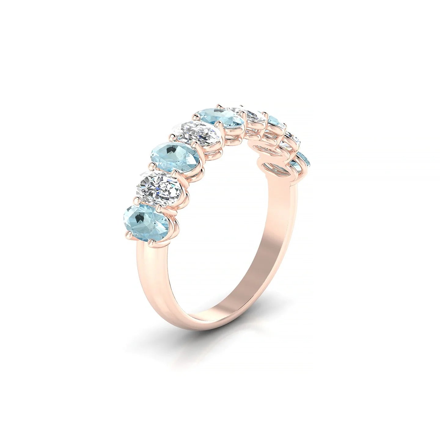 Affection | 18k Rose Gold 5 x 3 mm Oval Aquamarine & Diamond Ring