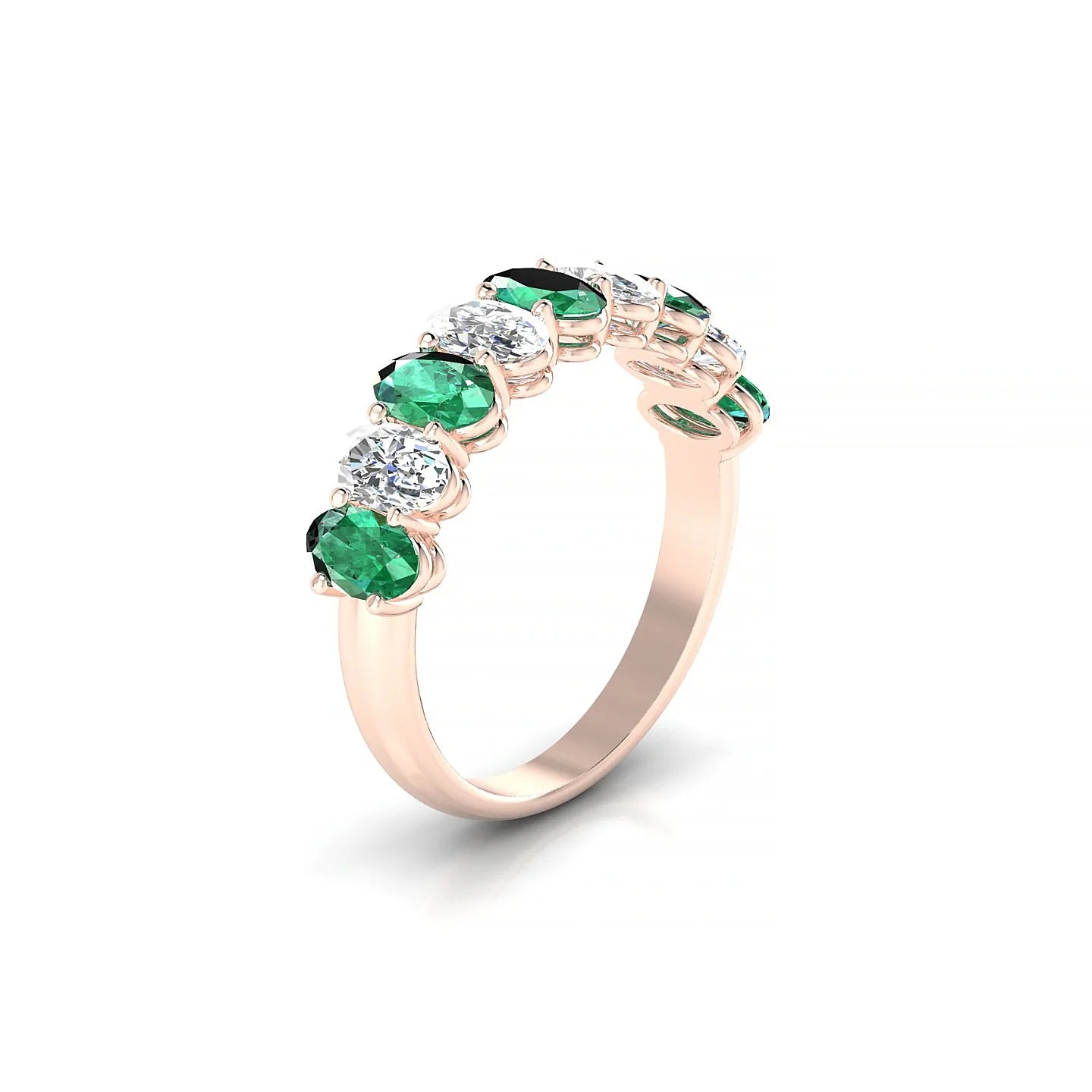 Affection | 18k Rose Gold 5 x 3 mm Oval Emerald & Diamond Ring