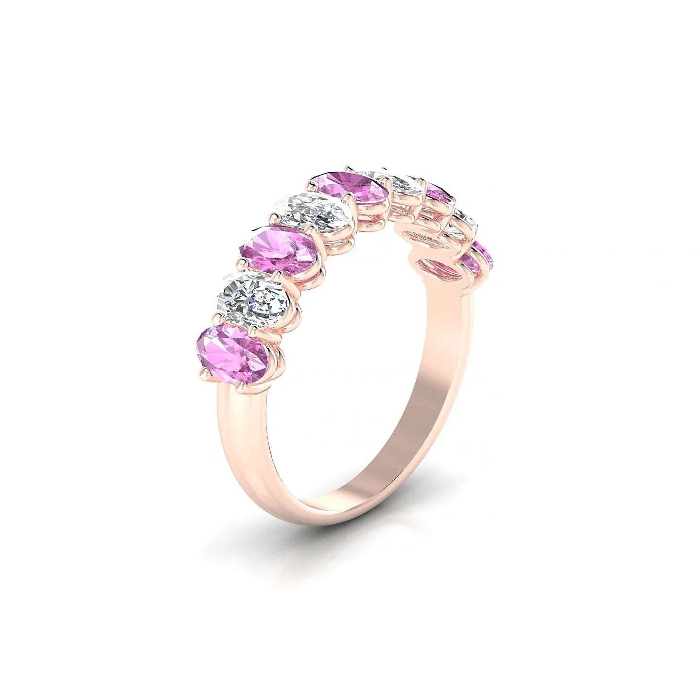 Affection | 18k Rose Gold 5 x 3 mm Oval Pink Sapphire & Diamond Ring