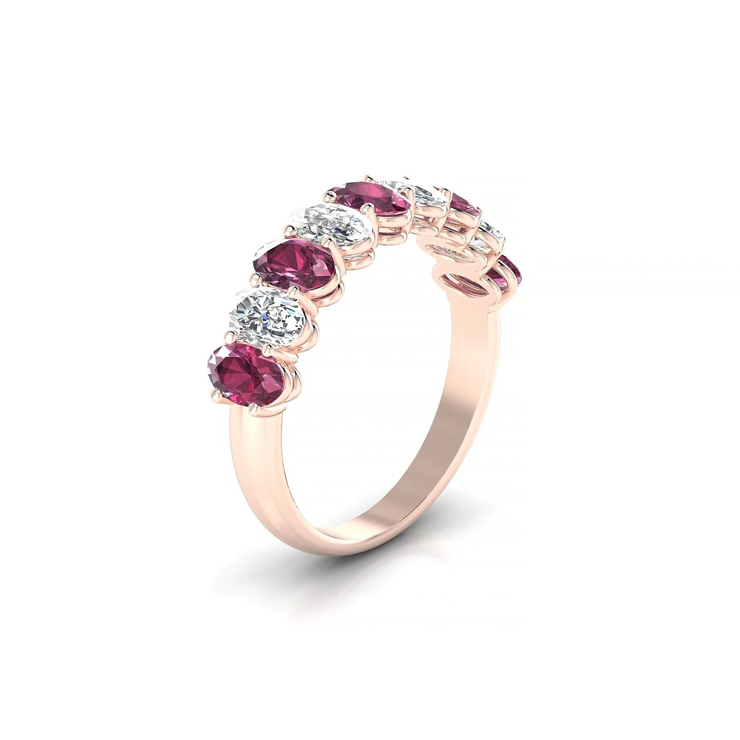 Affection | 18k Rose Gold 5 x 3 mm Oval Rhodolite & Diamond Ring