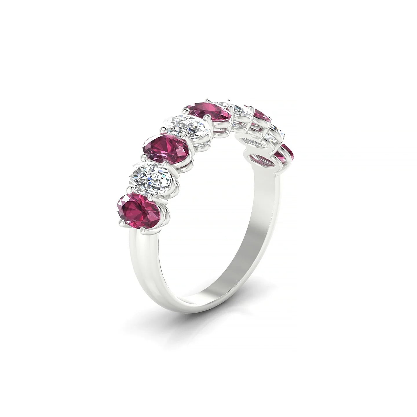 Affection | 18k White Gold 5 x 3 mm Oval Rhodolite & Diamond Ring