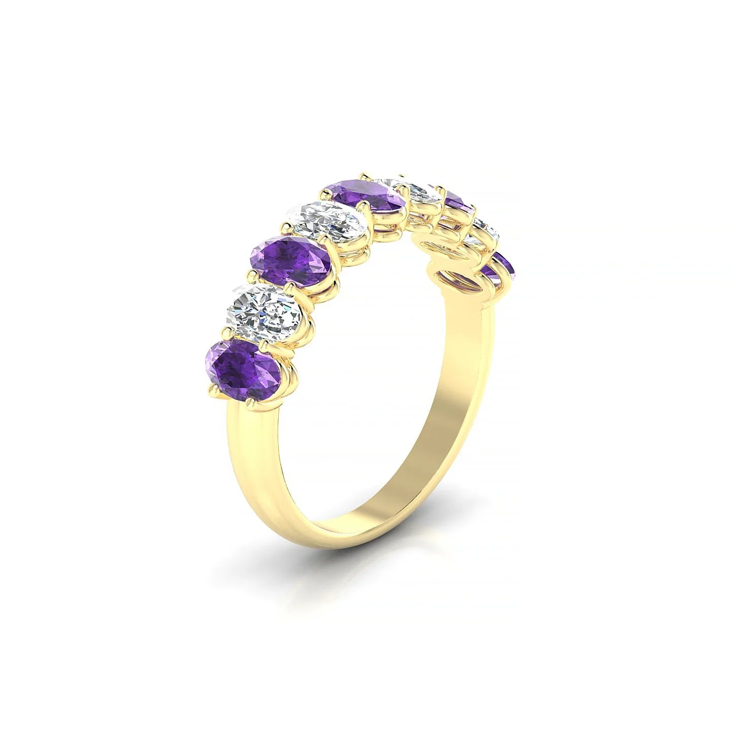Affection | 18k Yellow Gold 5 x 3 mm Oval Amethyst & Diamond Ring
