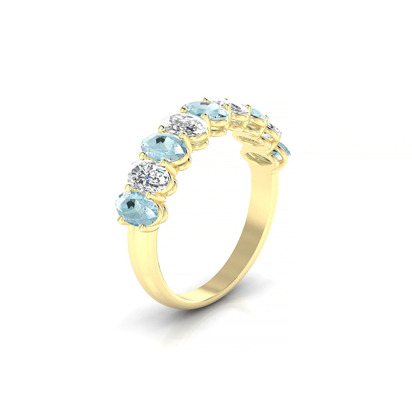 Affection | 18k Yellow Gold 5 x 3 mm Oval Aquamarine & Diamond Ring
