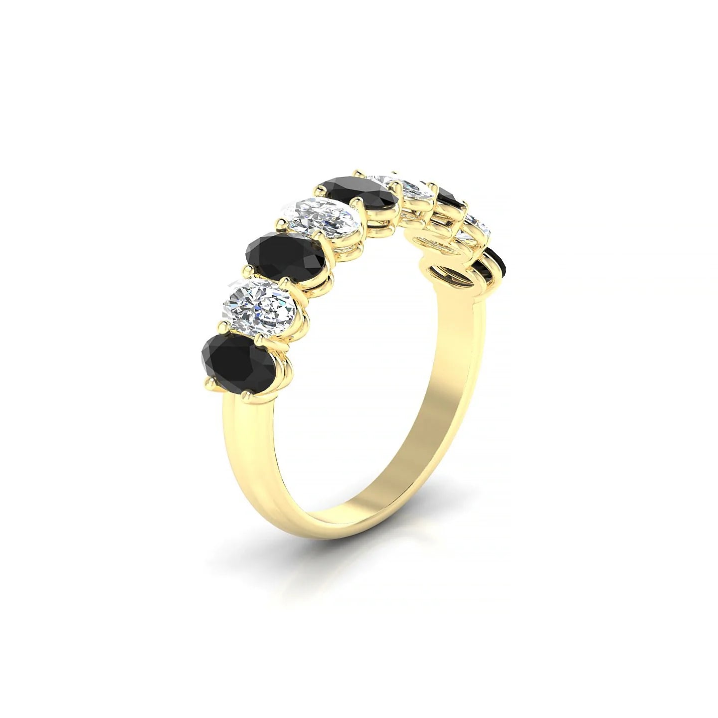 Affection | 18k Yellow Gold 5 x 3 mm Oval Black Diamond & Diamond Ring