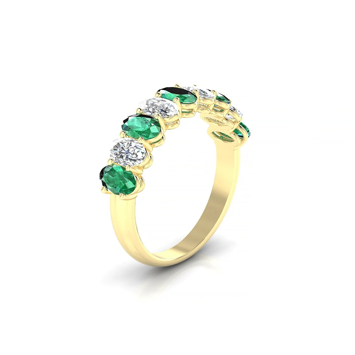 Affection | 18k Yellow Gold 5 x 3 mm Oval Emerald & Diamond Ring