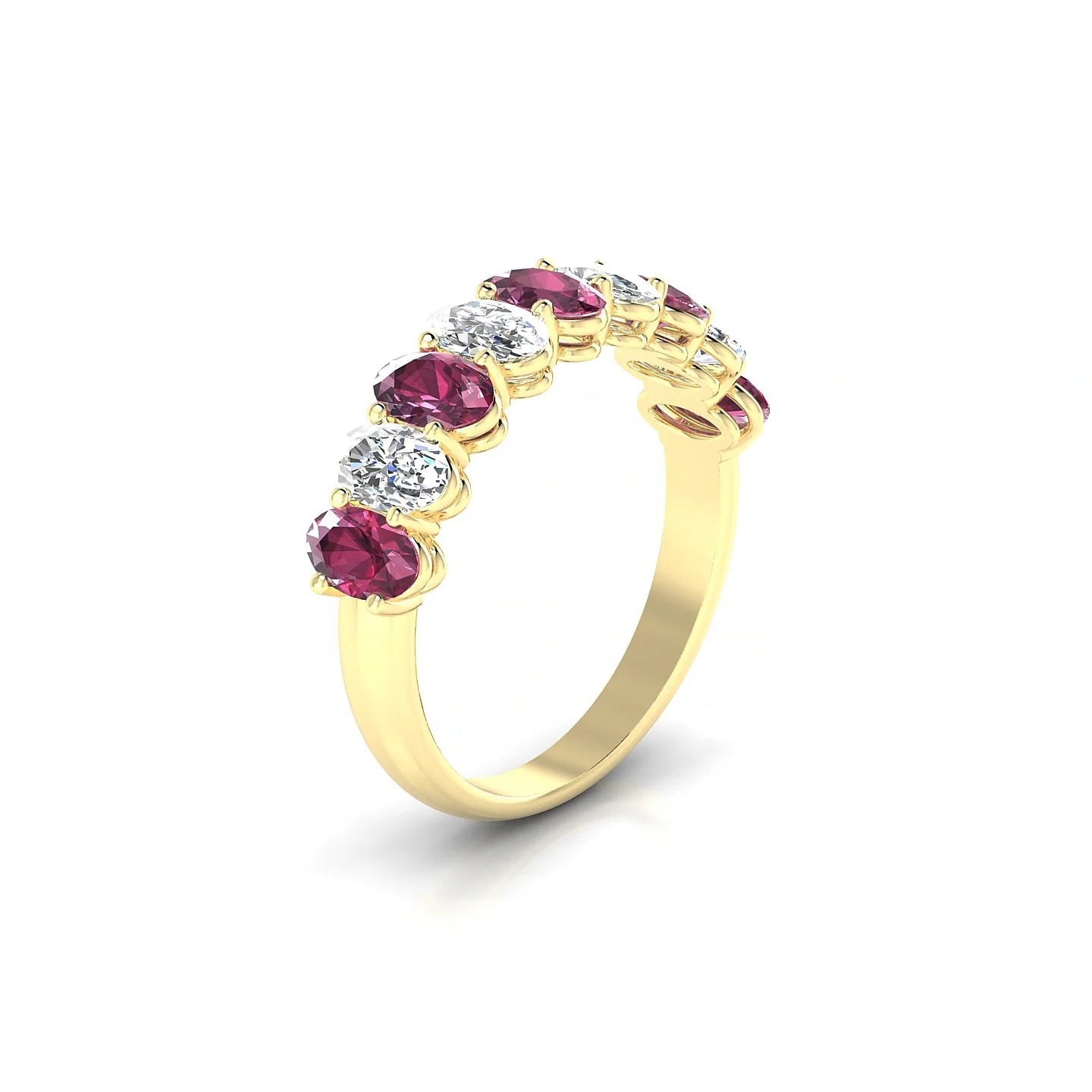 Affection | 18k Yellow Gold 5 x 3 mm Oval Rhodolite & Diamond Ring
