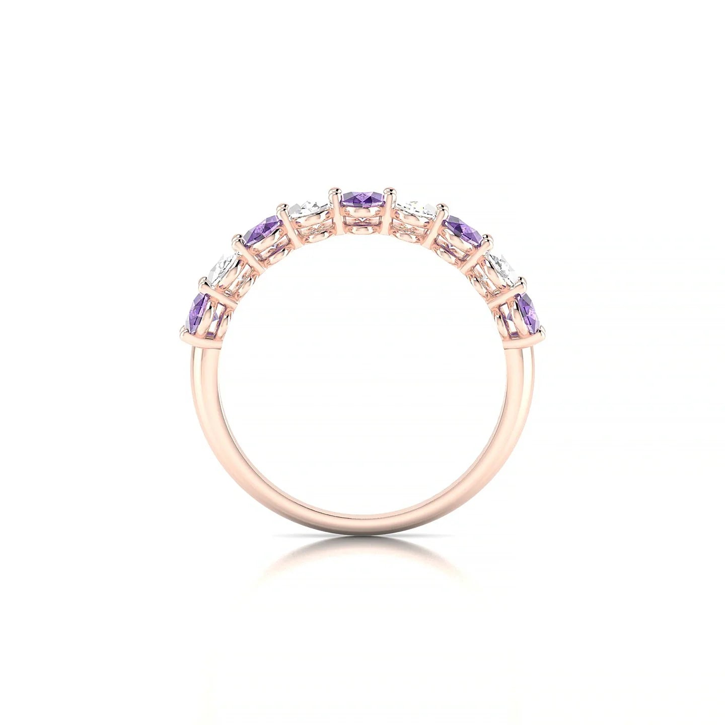 Affection | 18k Rose Gold 5 x 3 mm Oval Amethyst & Diamond Ring