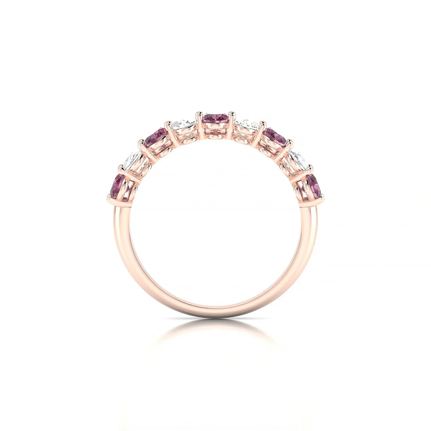 Affection | 18k Rose Gold 5 x 3 mm Oval Rhodolite & Diamond Ring