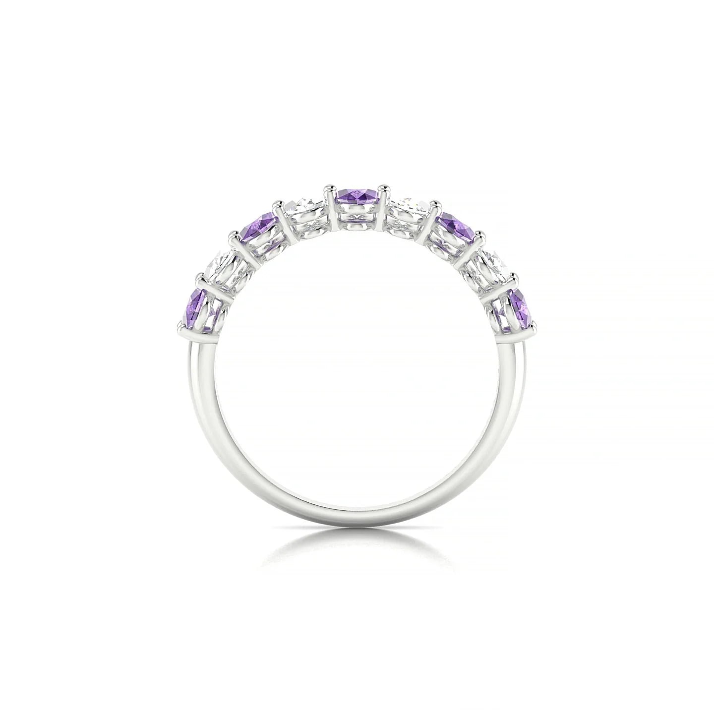 Affection | 18k White Gold 5 x 3 mm Oval Amethyst & Diamond Ring