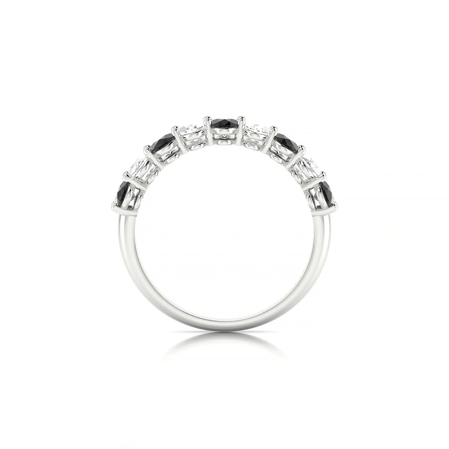 Affection | 18k White Gold 5 x 3 mm Oval Black Diamond & Diamond Ring