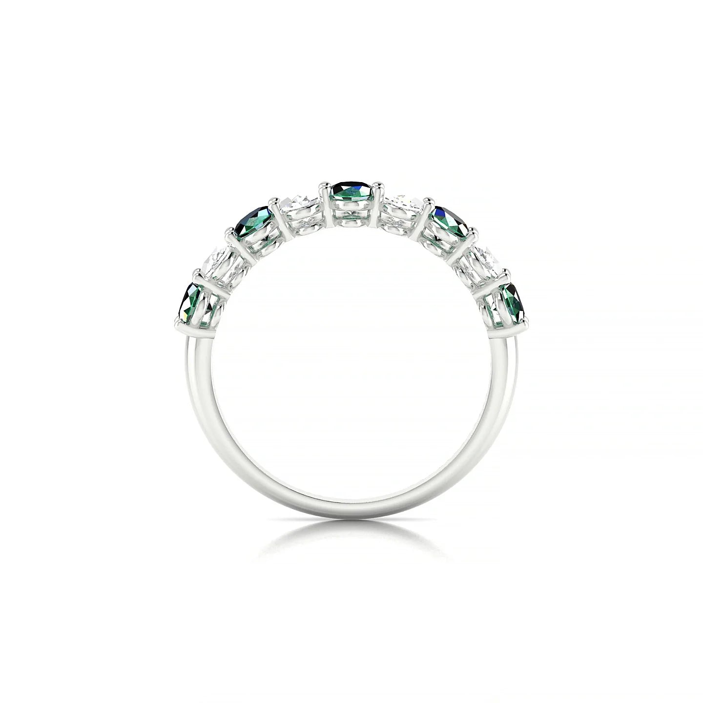 Affection | 18k White Gold 5 x 3 mm Oval Emerald & Diamond Ring