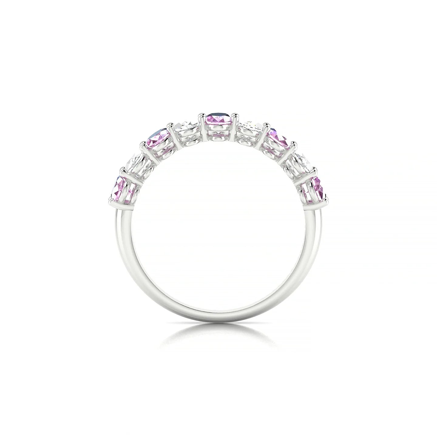 Affection | 18k White Gold 5 x 3 mm Oval Pink Sapphire & Diamond Ring