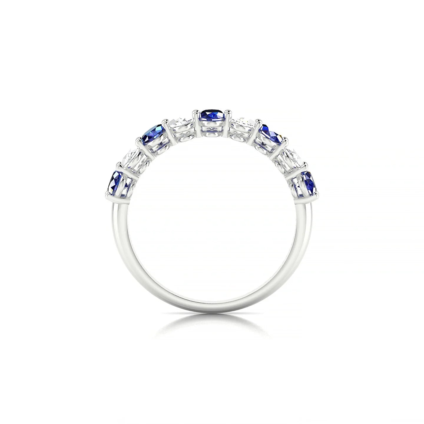 Affection | 18k White Gold 5 x 3 mm Oval Sapphire & Diamond Ring