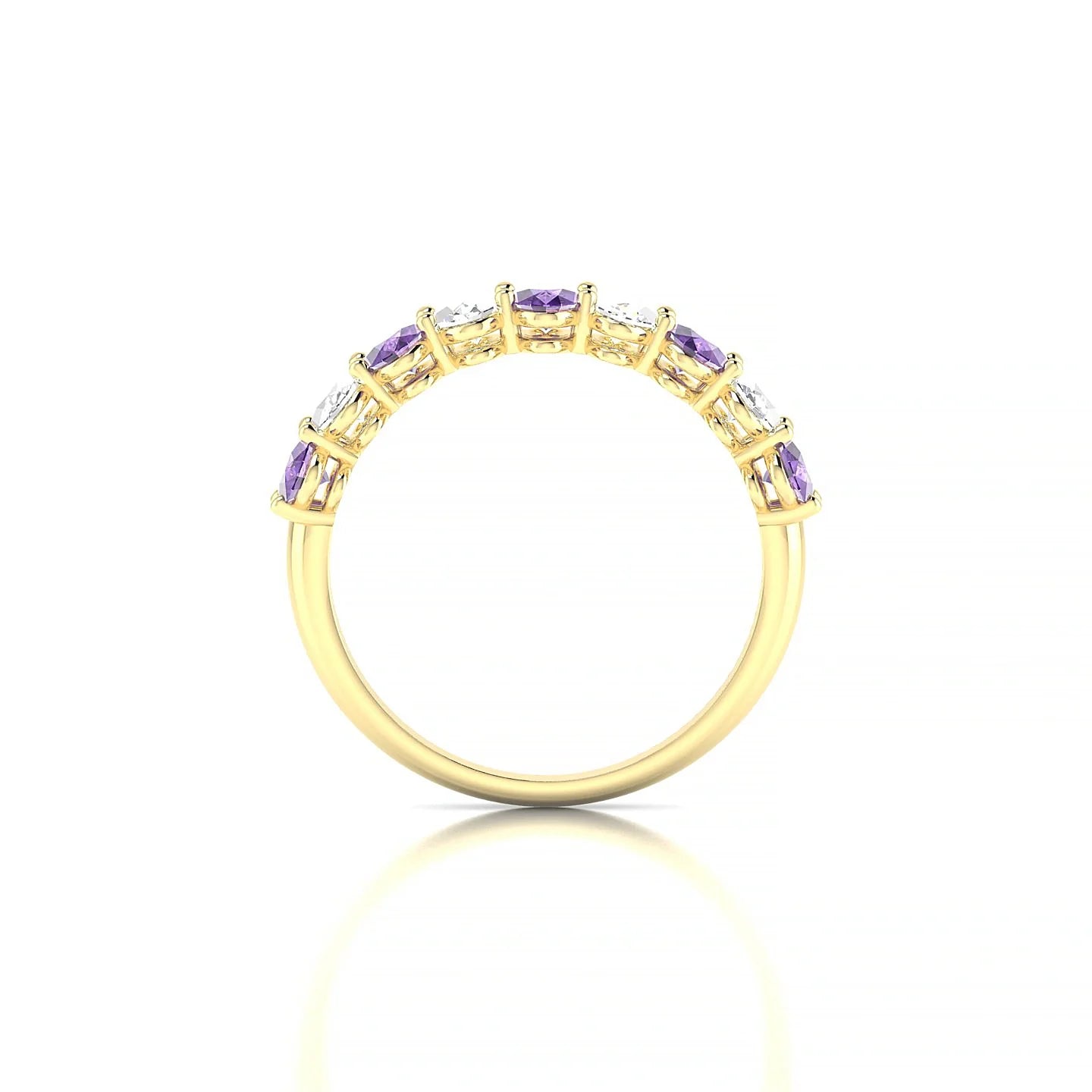 Affection | 18k Yellow Gold 5 x 3 mm Oval Amethyst & Diamond Ring