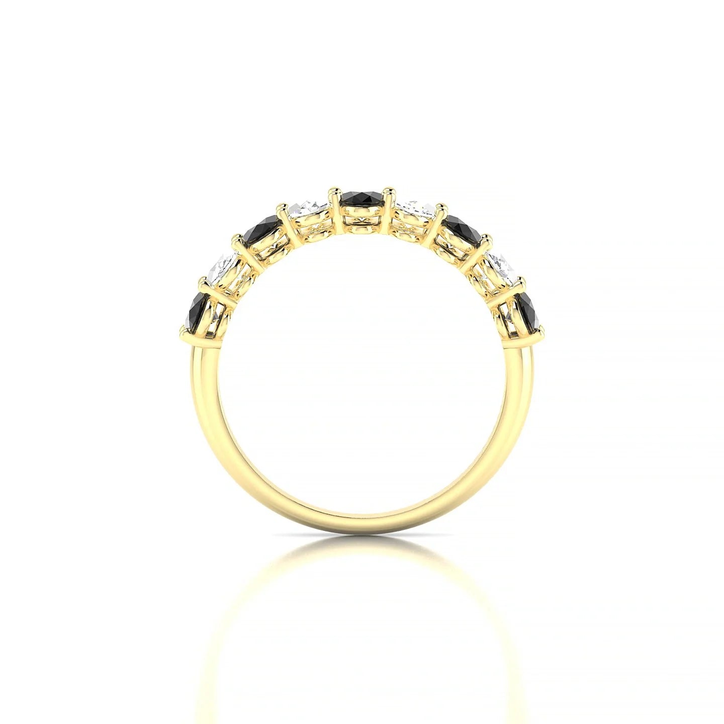 Affection | 18k Yellow Gold 5 x 3 mm Oval Black Diamond & Diamond Ring
