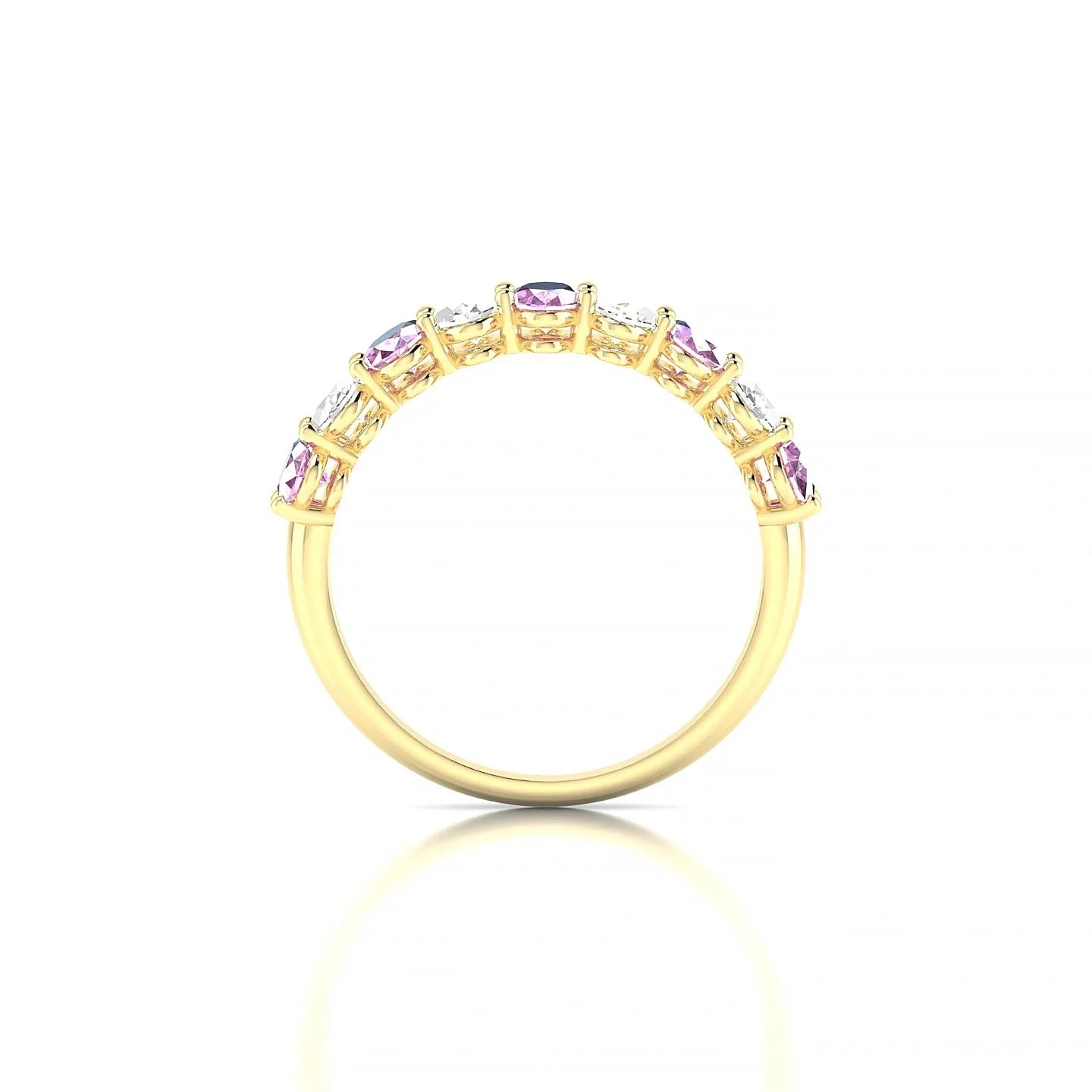 Affection | 18k Yellow Gold 5 x 3 mm Oval Pink Sapphire & Diamond Ring